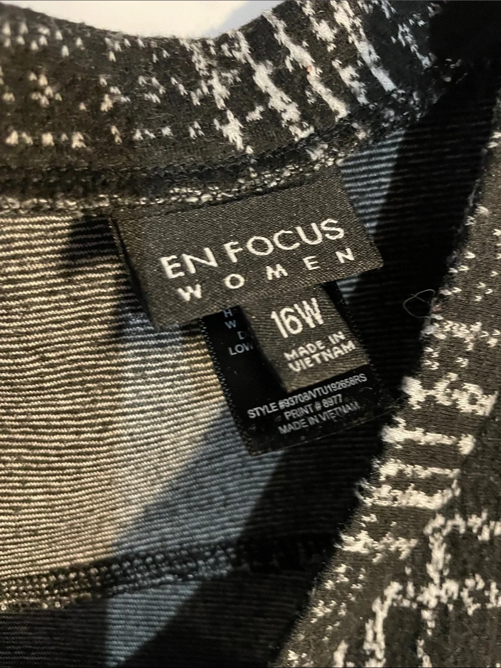 Enfocus Studio Black and White Plaid Women's Top, 16W